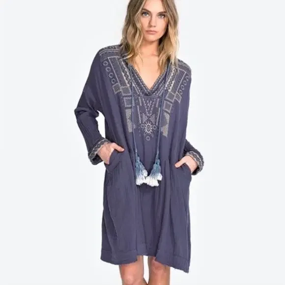 Johnny Was Rhan Boho Gauze Embroidered Dress - Picture 2 of 11